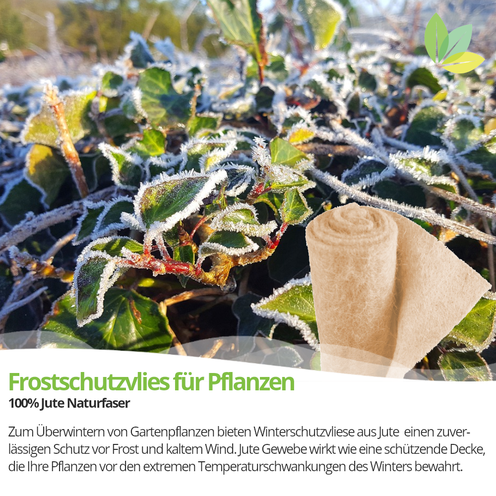 Wintervlies, Frostschutzvlies aus Jute, 1,5m x 5m, 300g/m²
